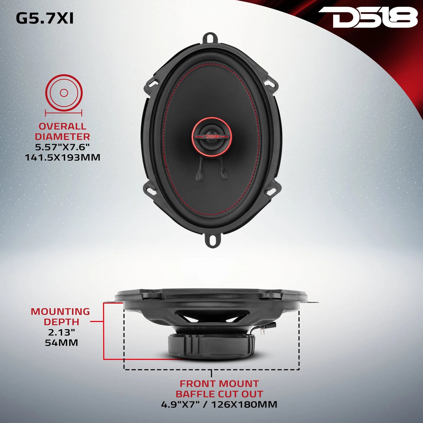 DS18 GEN-X 5x7" 2-Way Coaxial Speakers 50 Watts Rms 4-Ohm