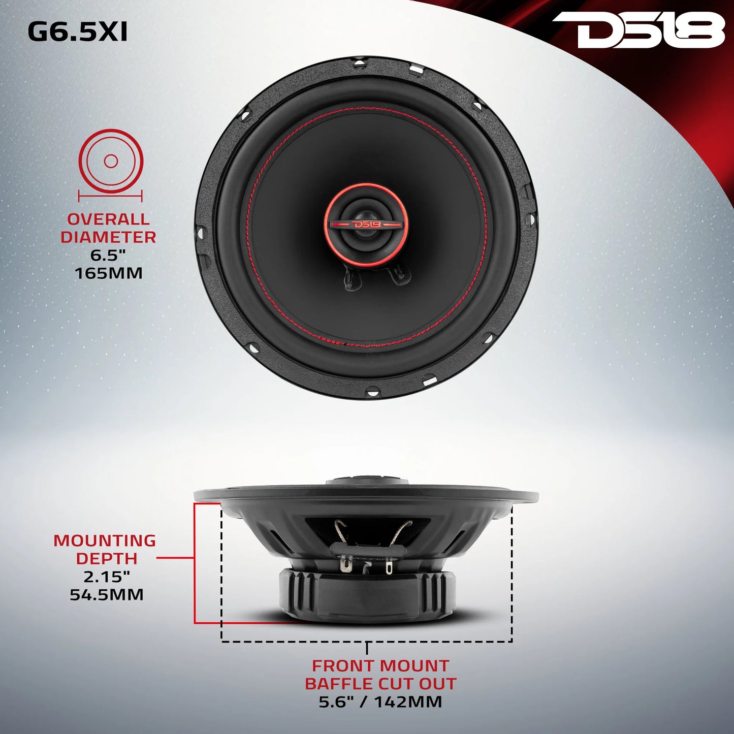 DS18 GEN-X 6.5" 2-Way Coaxial Speakers 50 Watts Rms 4-Ohm