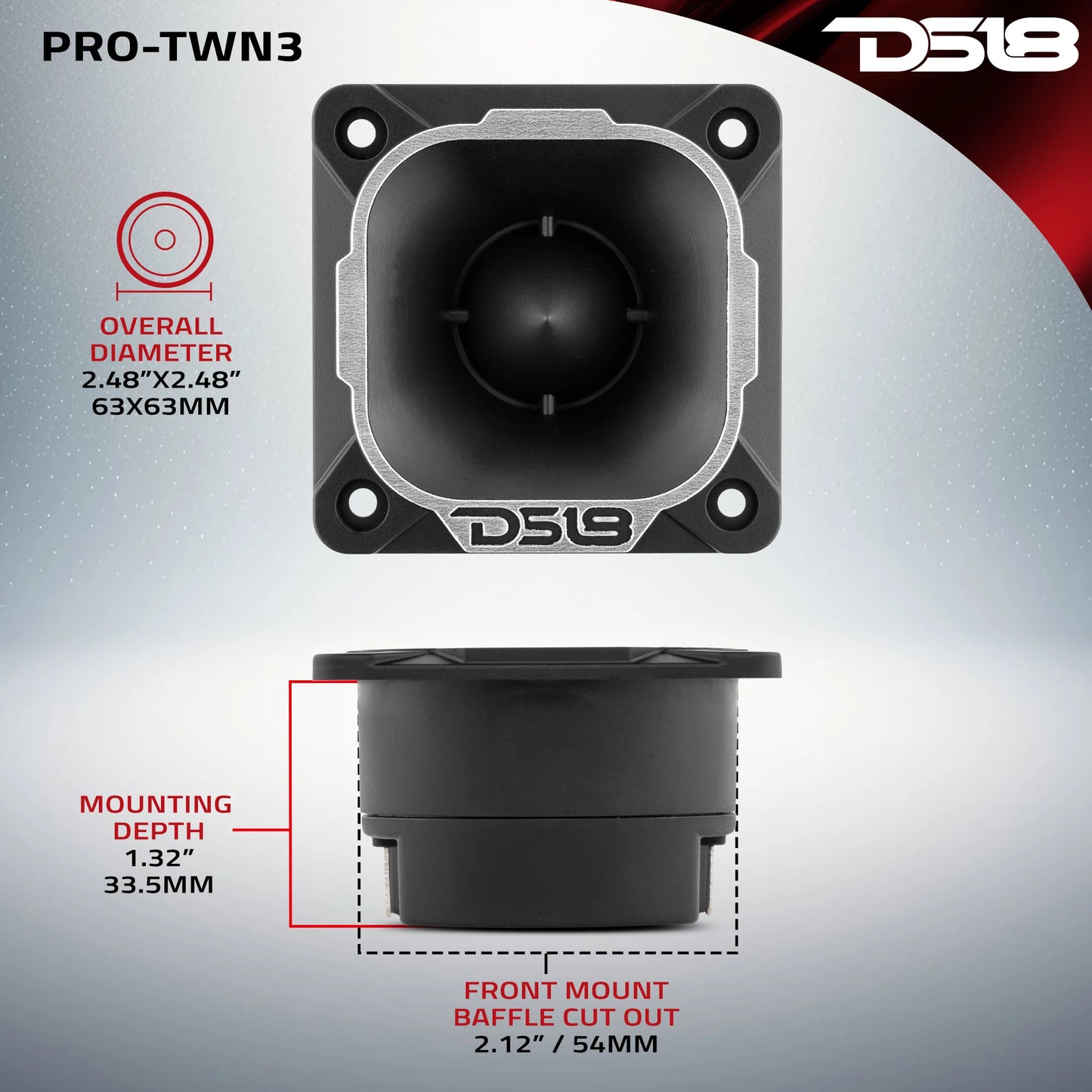 DS18 2.5"High Compression Neodymium Tweeter 100 Watts 1" Pen 4-Ohm Vc