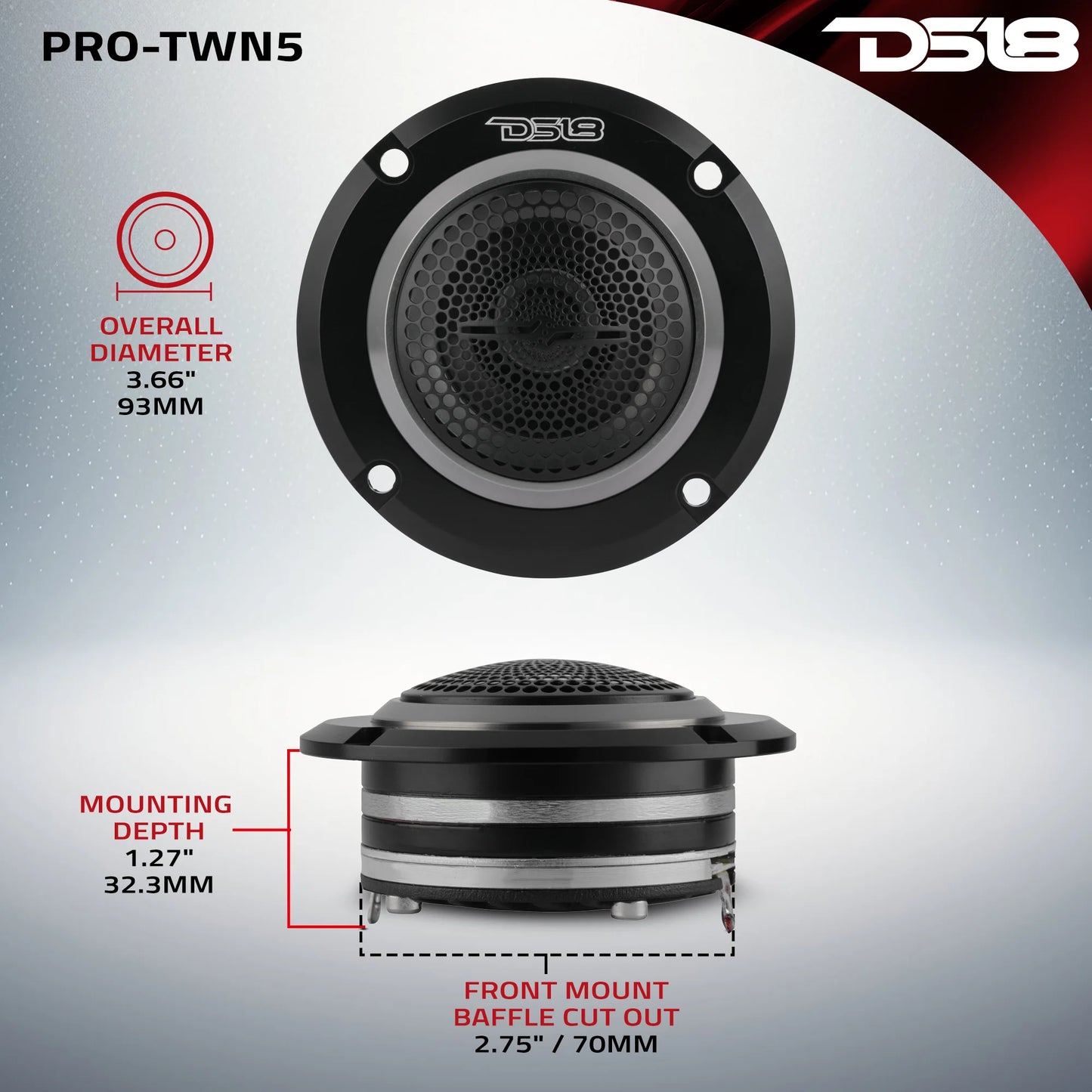 DS18 3.6" High Compression Neodymium Hybrid Driver/Tweeter 200 Watts 1.5 " Pen 4-Ohm Vc