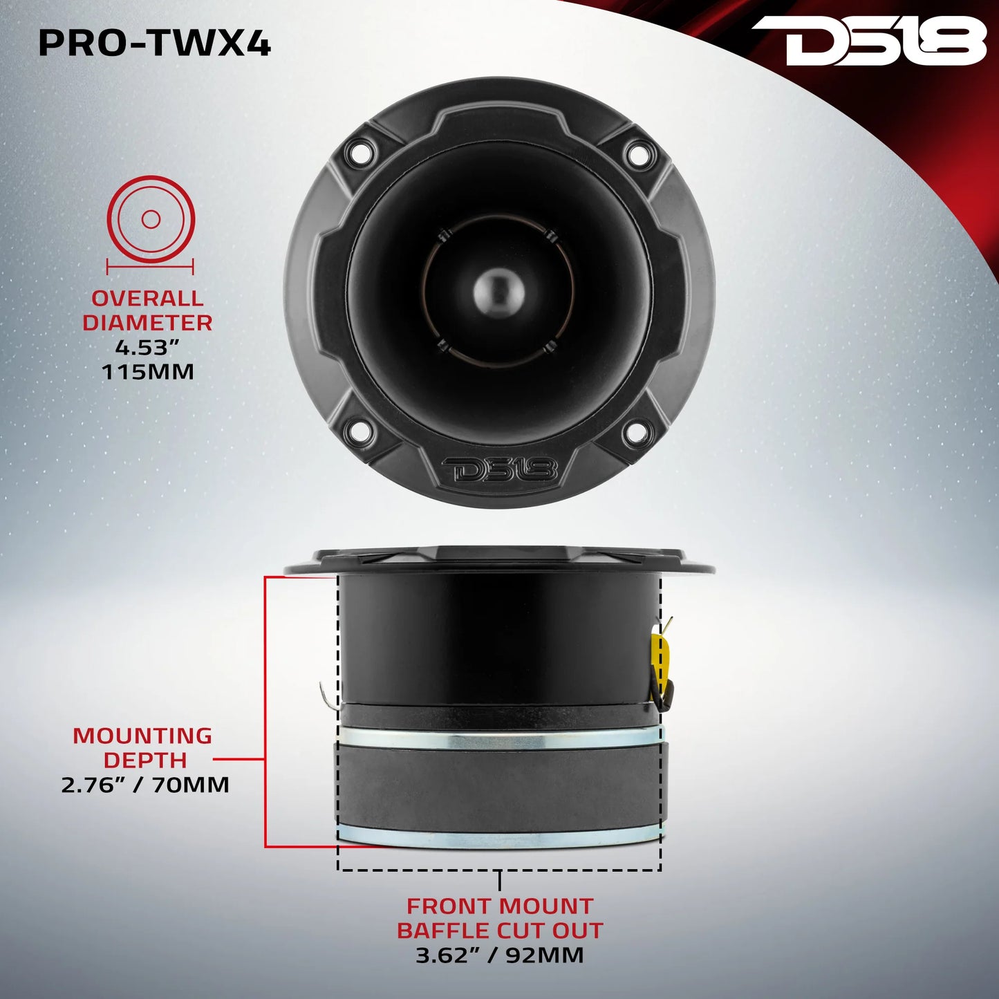 DS18 4.5" Super Bullet Tweeter 280 Watts 1.75" Titanium 4-Ohm Vc