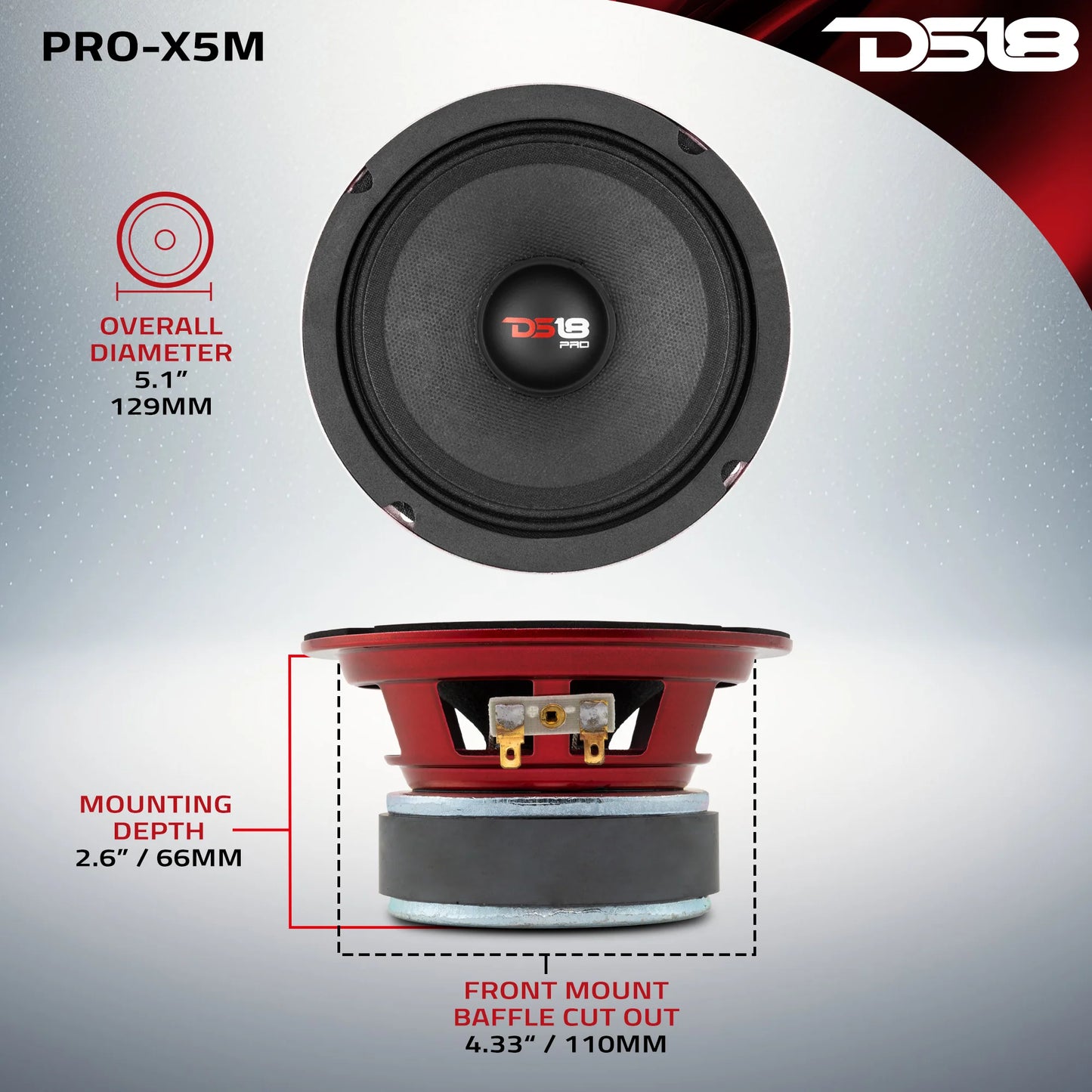 DS18 PRO-X 5.25" Mid-Range Loudspeaker 150 Watts Rms 8-Ohm