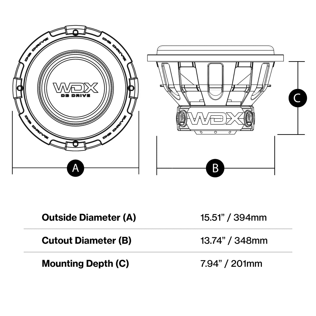 DB Drive WDX15G1.4 15" Dual 4-Ohm Subwoofer