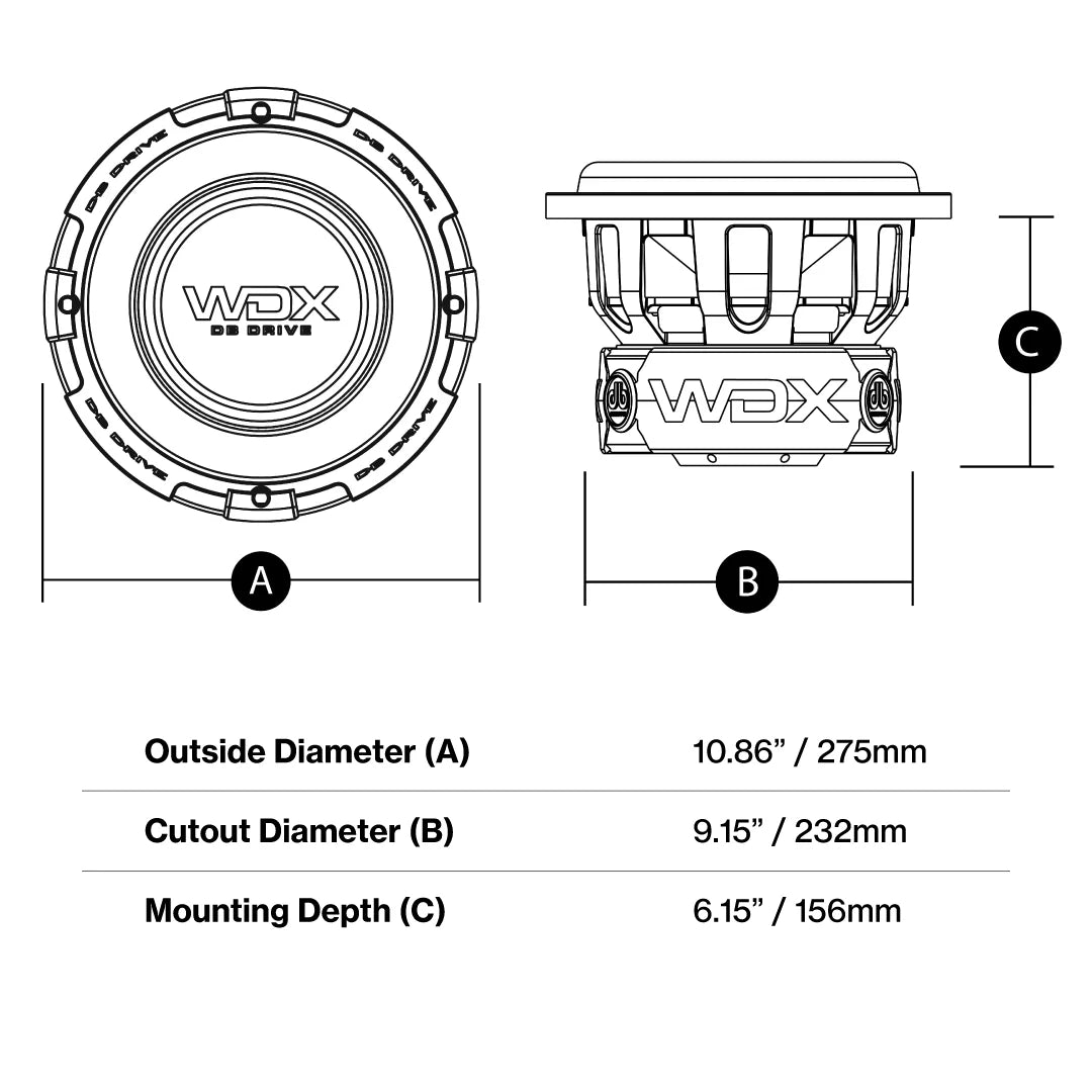 DB Drive WDX10G1.4 10" Dual 4-Ohm Subwoofer