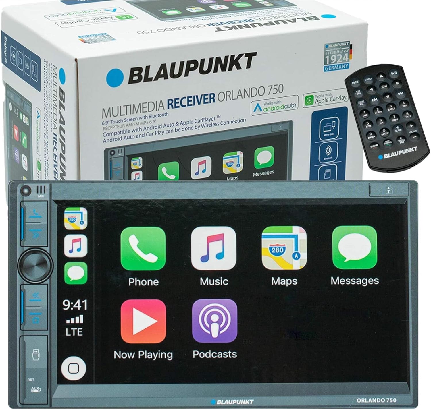 Blaupunkt ORLANDO750 7″ Double-Din Receiver with Wireless Apple CarPlay and Android Auto