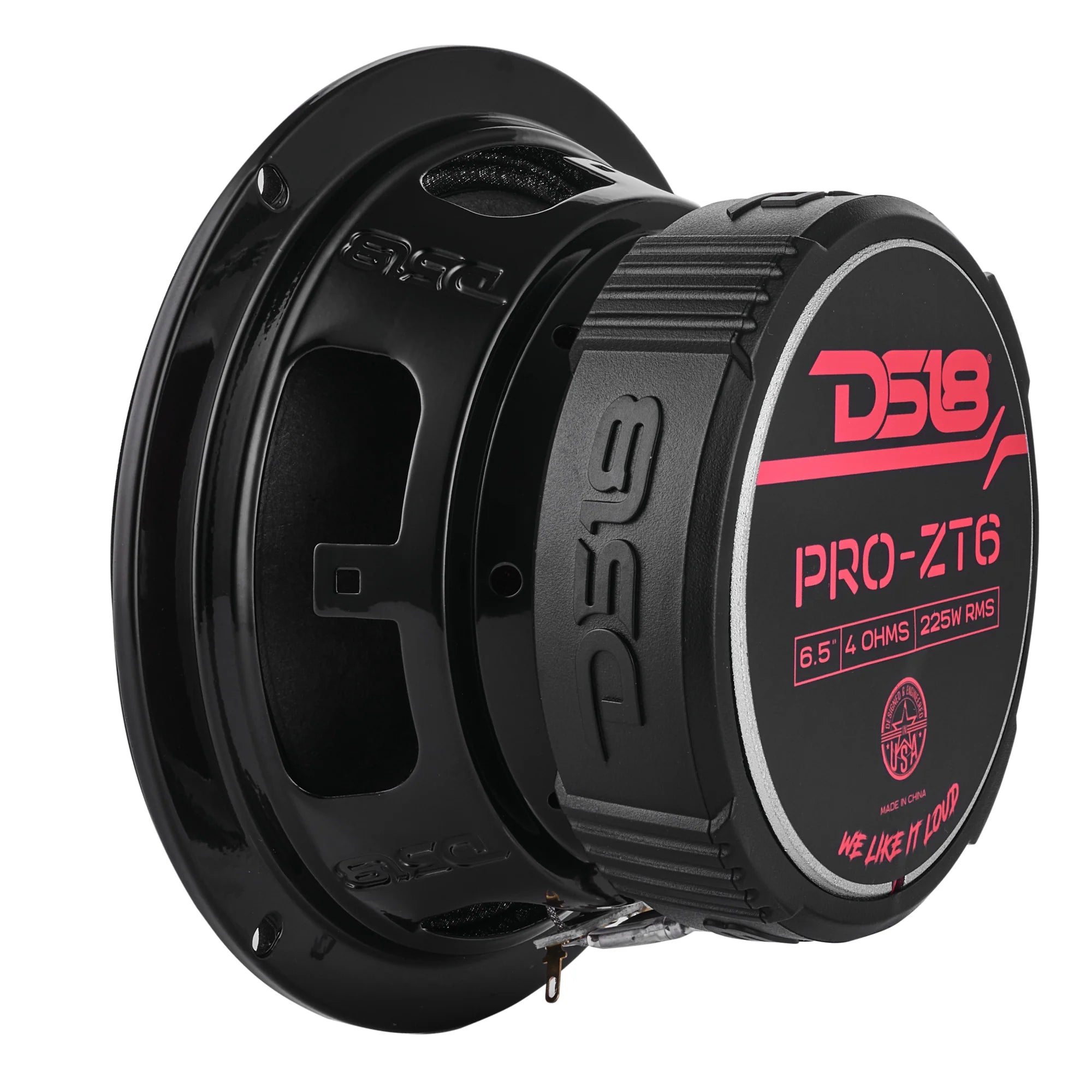 DS18 PRO-ZT 6.5" Coaxial Mid-Range Loudspeaker with Water-Resistant Cone Built-in Bullet Tweeter and Grill | 225W RMS 4-Ohm