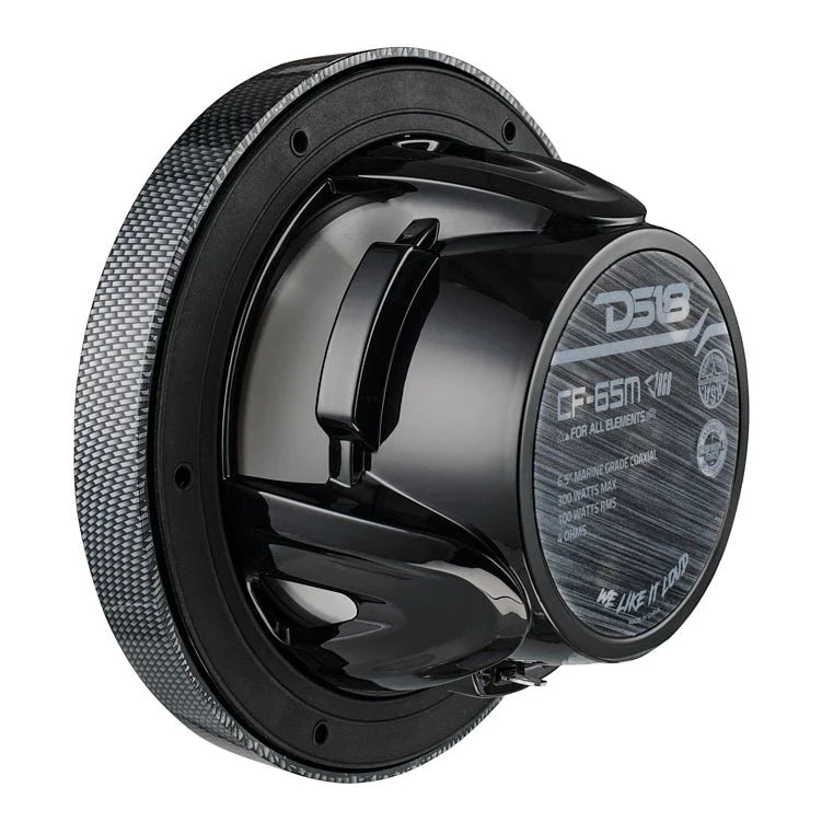 DS18 NXL 6.5" 2-Way Coaxial Marine Speaker With LED RGB Lights 100 Watts Rms 4-Ohm - Black Carbon Fiber
