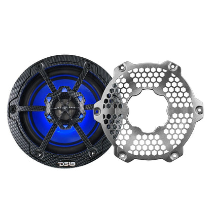 DS18 NXL 6.5" 2-Way Coaxial Marine Speaker With LED RGB Lights 100 Watts Rms 4-Ohm - Black Carbon Fiber