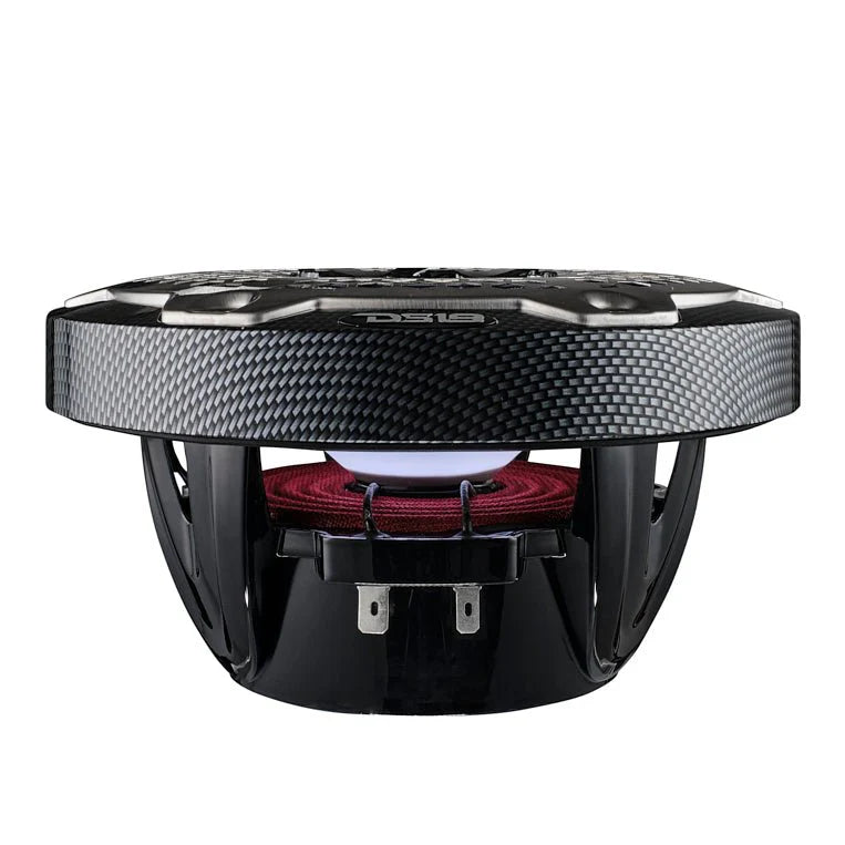 DS18 NXL 6.5" 2-Way Coaxial Marine Speaker With LED RGB Lights 100 Watts Rms 4-Ohm - Black Carbon Fiber