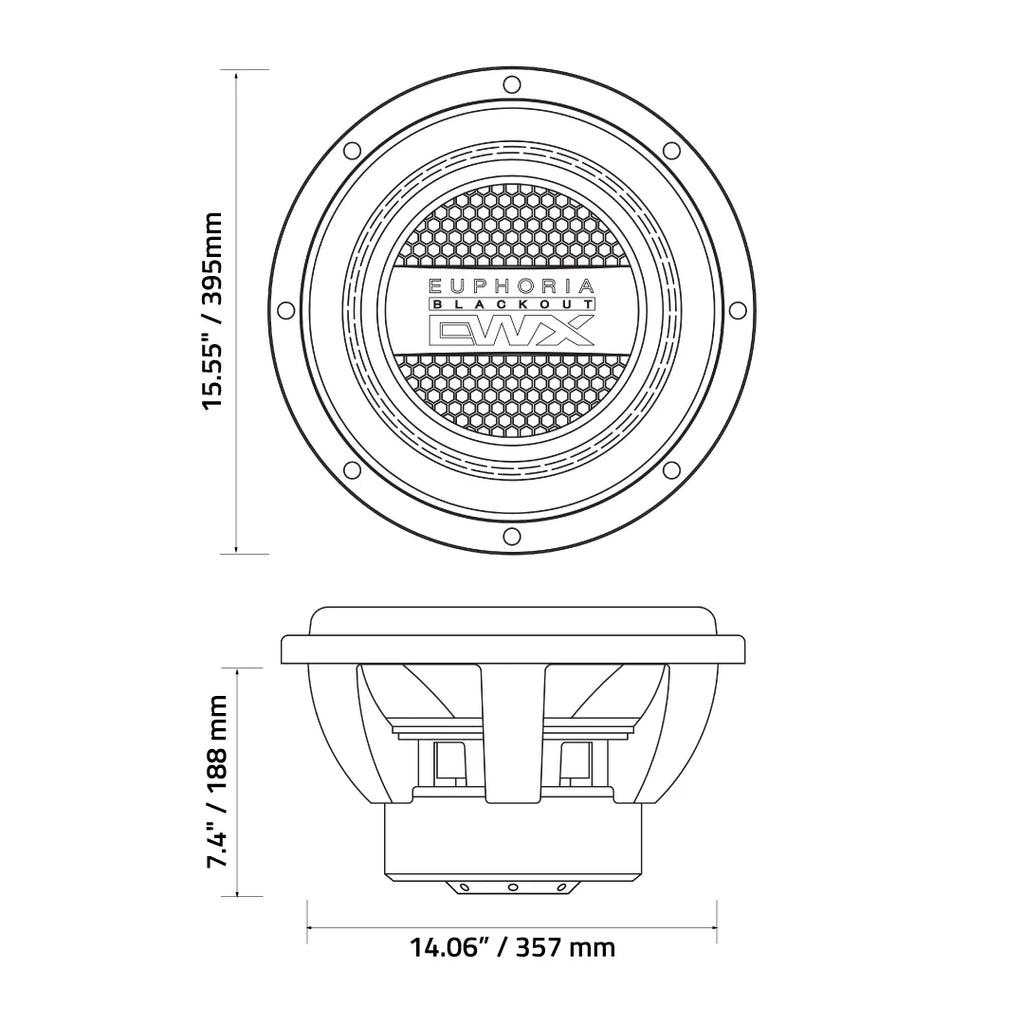 Euphoria EWXB15D2 : 15" Dual 2 or 4-Ohm Subwoofer Black Out Edition