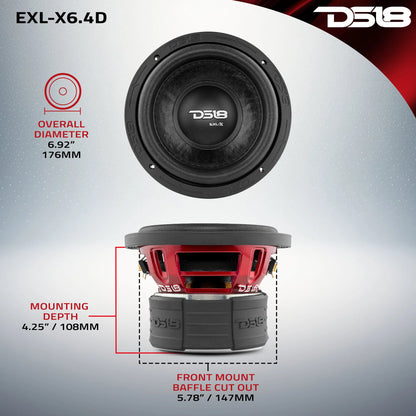 DS18 EXL-X 6.5" Subwoofer 400 Watts Rms DVC 2 or 4-Ohms
