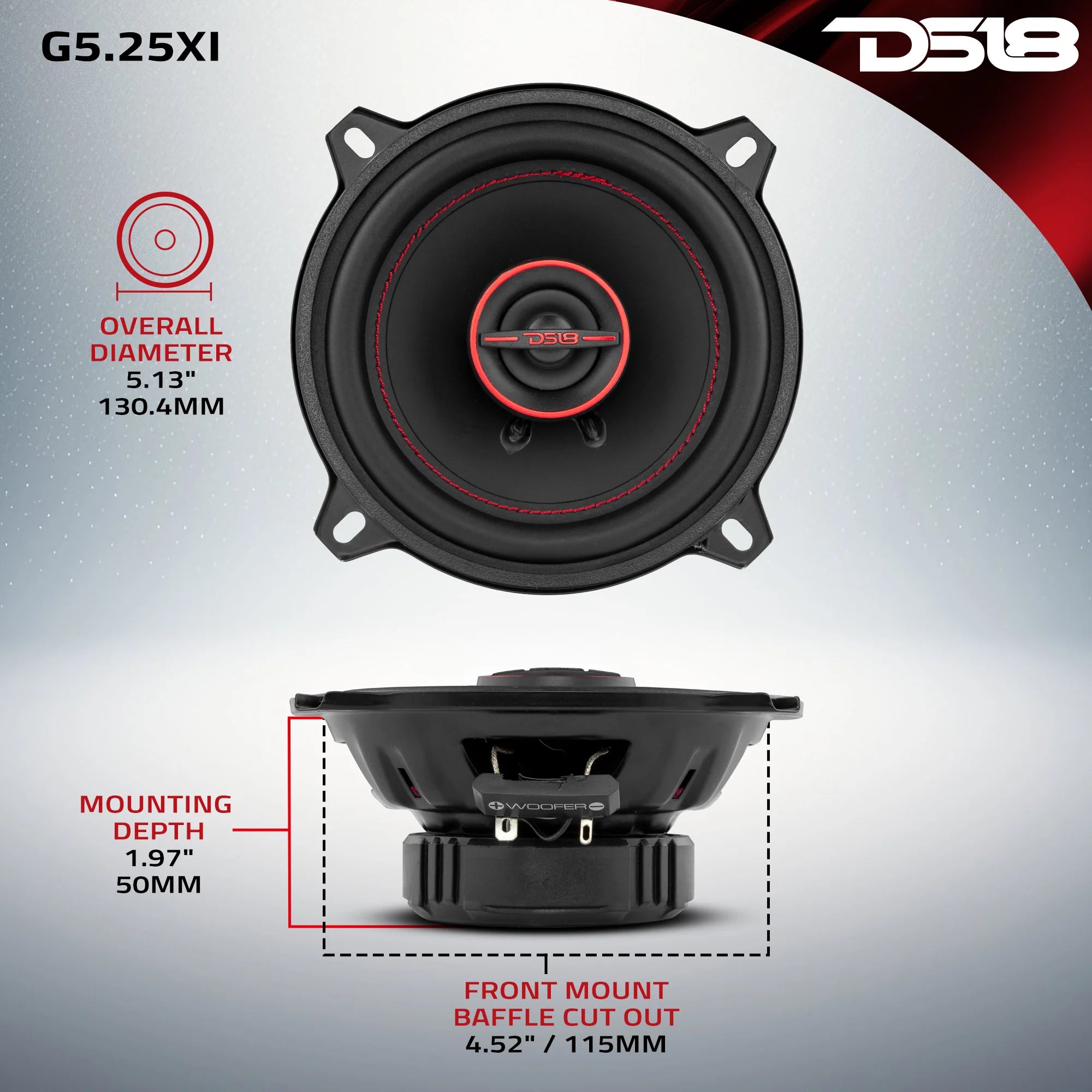 DS18 GEN-X 5.25" 2-Way Coaxial Speakers 45 Watts Rms 4-Ohm