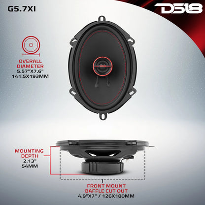 DS18 GEN-X 5x7" 2-Way Coaxial Speakers 50 Watts Rms 4-Ohm