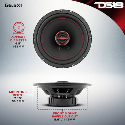 DS18 GEN-X 6.5" 2-Way Coaxial Speakers 50 Watts Rms 4-Ohm