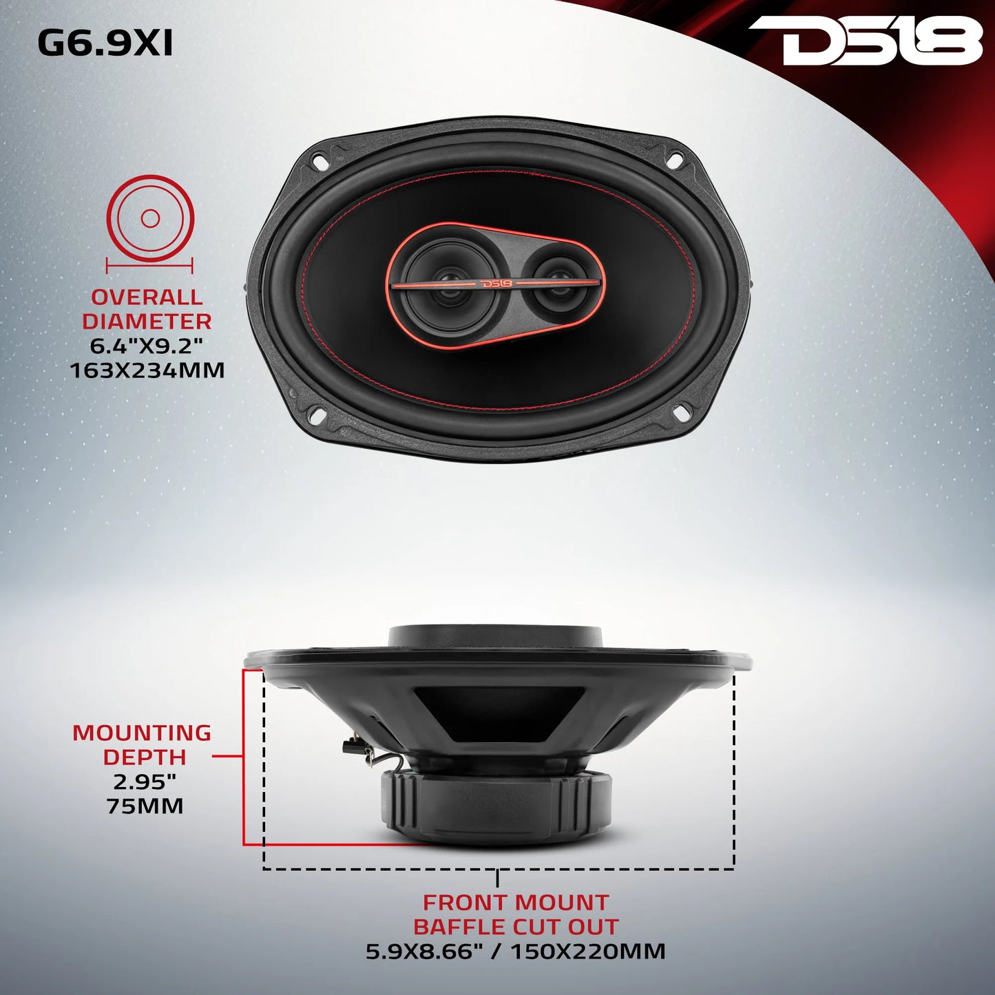 DS18 GEN-X 6x9" 3-Way Coaxial Speakers | 60W RMS 4-Ohm