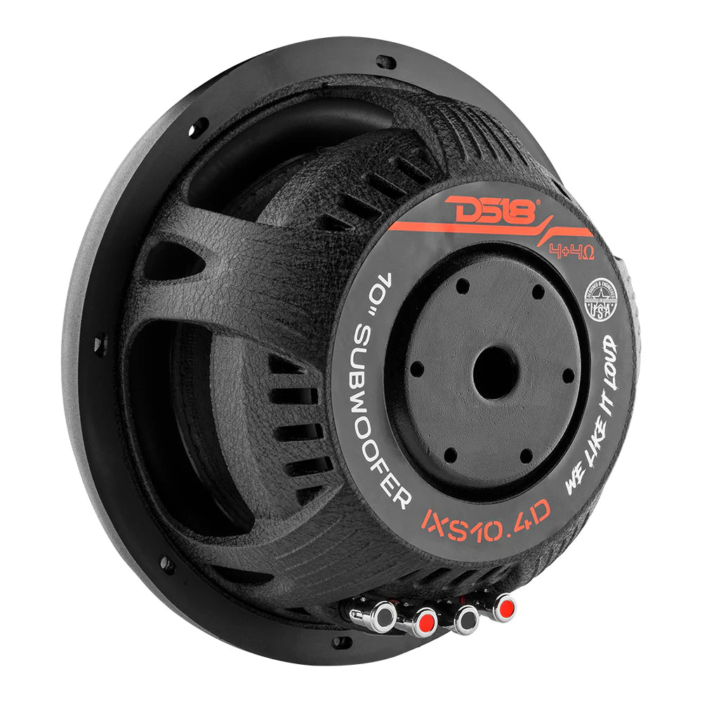 DS18 IXS Shallow-Mount 10" Fiber Glass Subwoofer 600 Watts Rms DVC 2 or 4-Ohm
