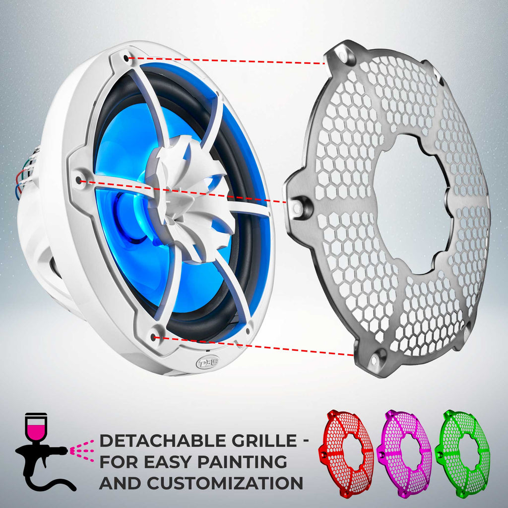 DS18 NXL 10" 2-Way Coaxial Marine Speaker with RGB LED Lights 200 Watts Rms 4-Ohm