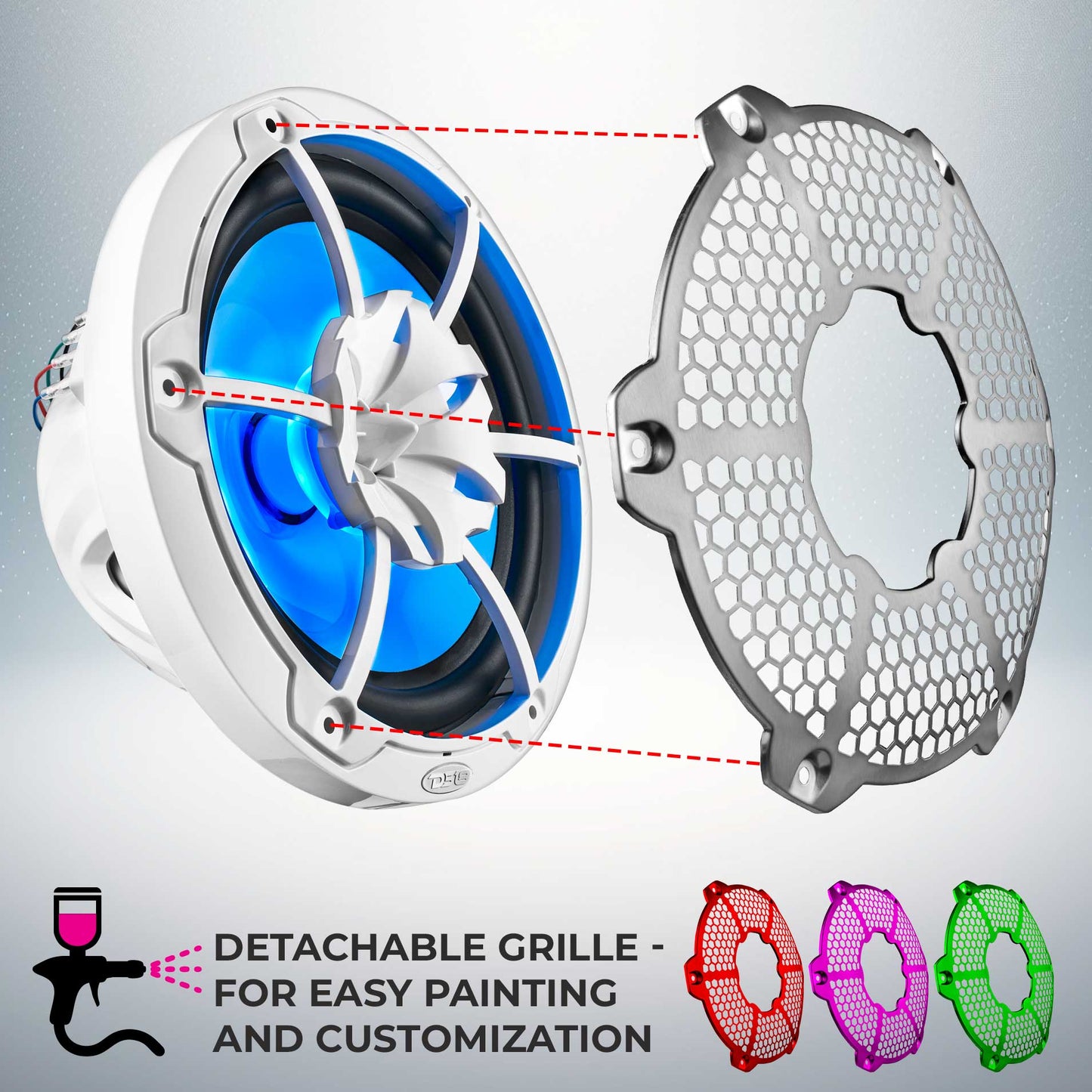 DS18 NXL 10" 2-Way Coaxial Marine Speaker with RGB LED Lights 200 Watts Rms 4-Ohm