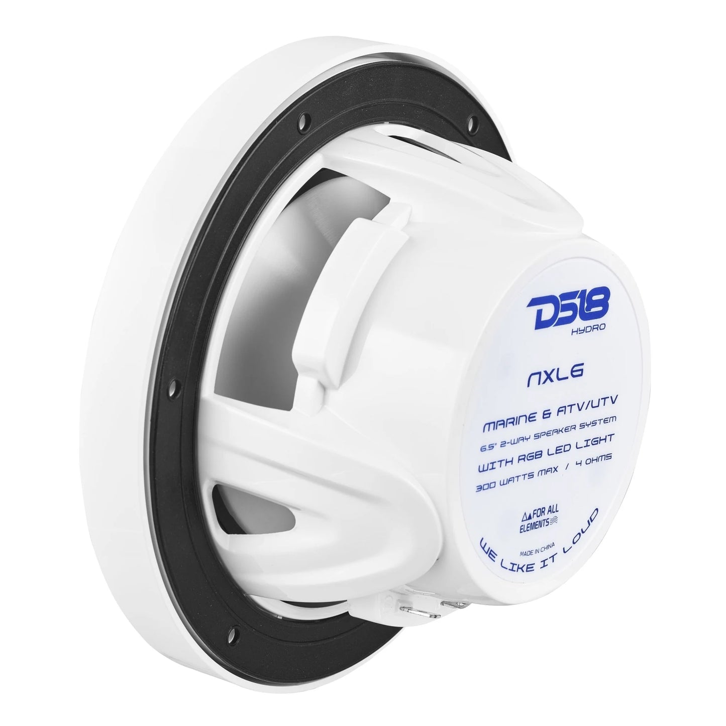 DS18 NXL 6.5" 2-Way Coaxial Marine Speaker with LED RGB Lights | 100W RMS 4-Ohm