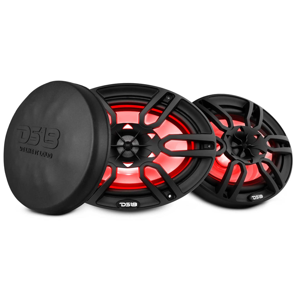 DS18 NXL 6x9" 2-Way Coaxial Marine Speaker with LED RGB Lights | 125W RMS 4-Ohm