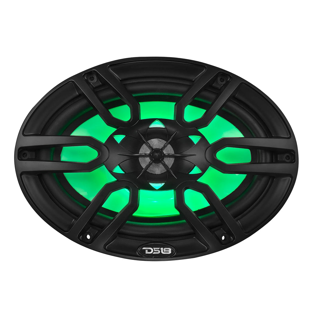 DS18 NXL 6x9" 2-Way Coaxial Marine Speaker with LED RGB Lights | 125W RMS 4-Ohm
