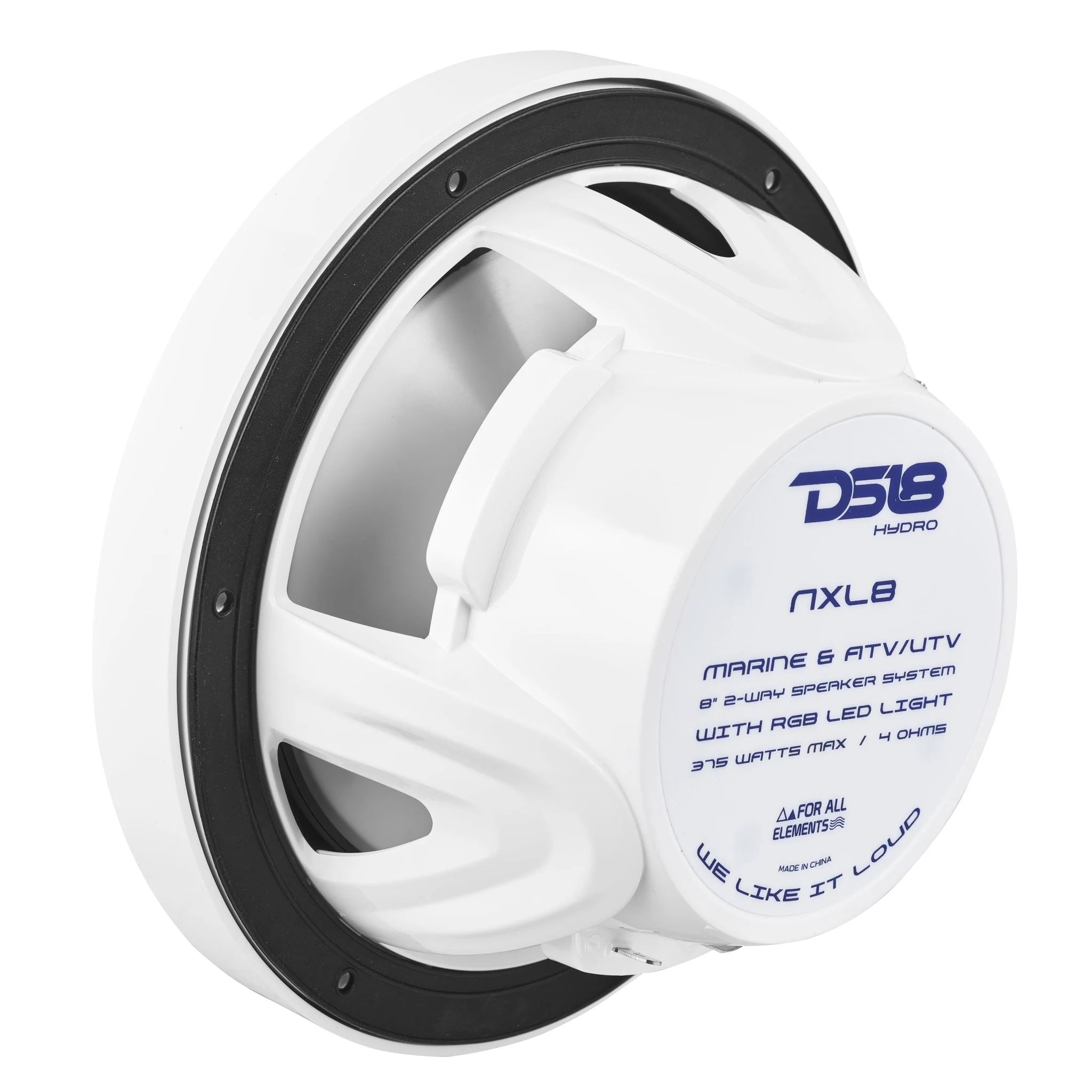 DS18 NXL 8" 2-Way Coaxial Marine Speaker with LED RGB Lights | 125W RMS 4-Ohm