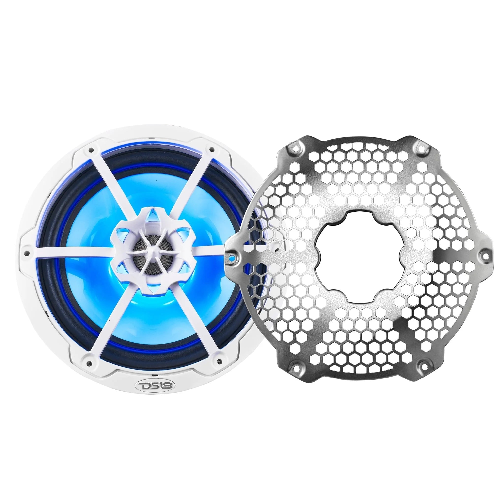 DS18 NXL 8" 2-Way Coaxial Marine Speaker With LED RGB Lights 125 Watts Rms 4-Ohm