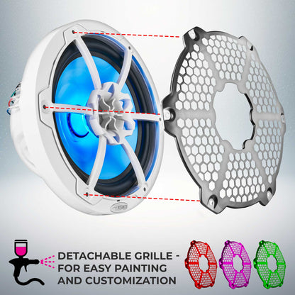 DS18 NXL 8" 2-Way Coaxial Marine Speaker With LED RGB Lights 125 Watts Rms 4-Ohm
