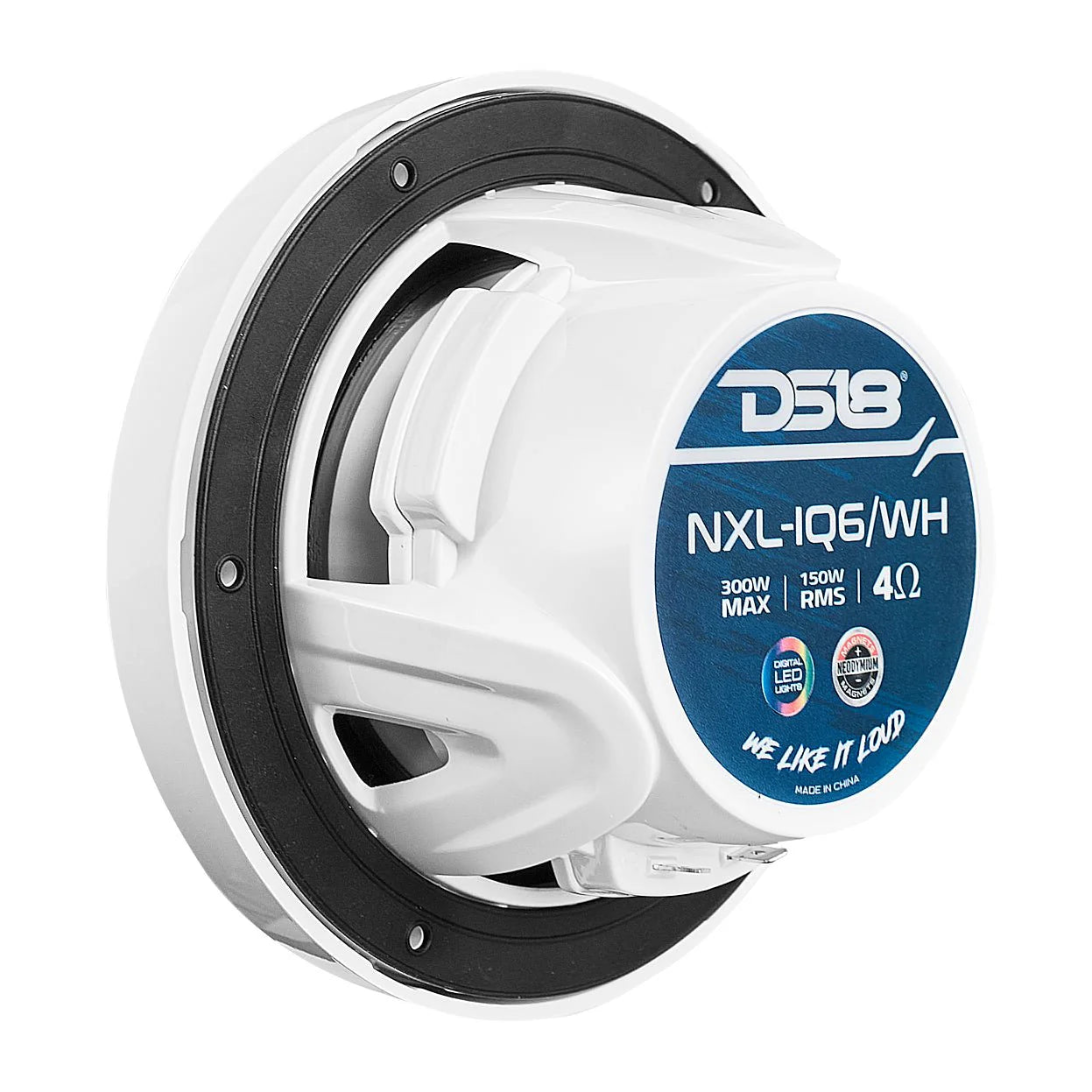 DS18 NXL 6.5" 2-Way Coaxial Marine Speaker with Bullet Tweeter and Digital Led Lights | 150W RMS 4-Ohm