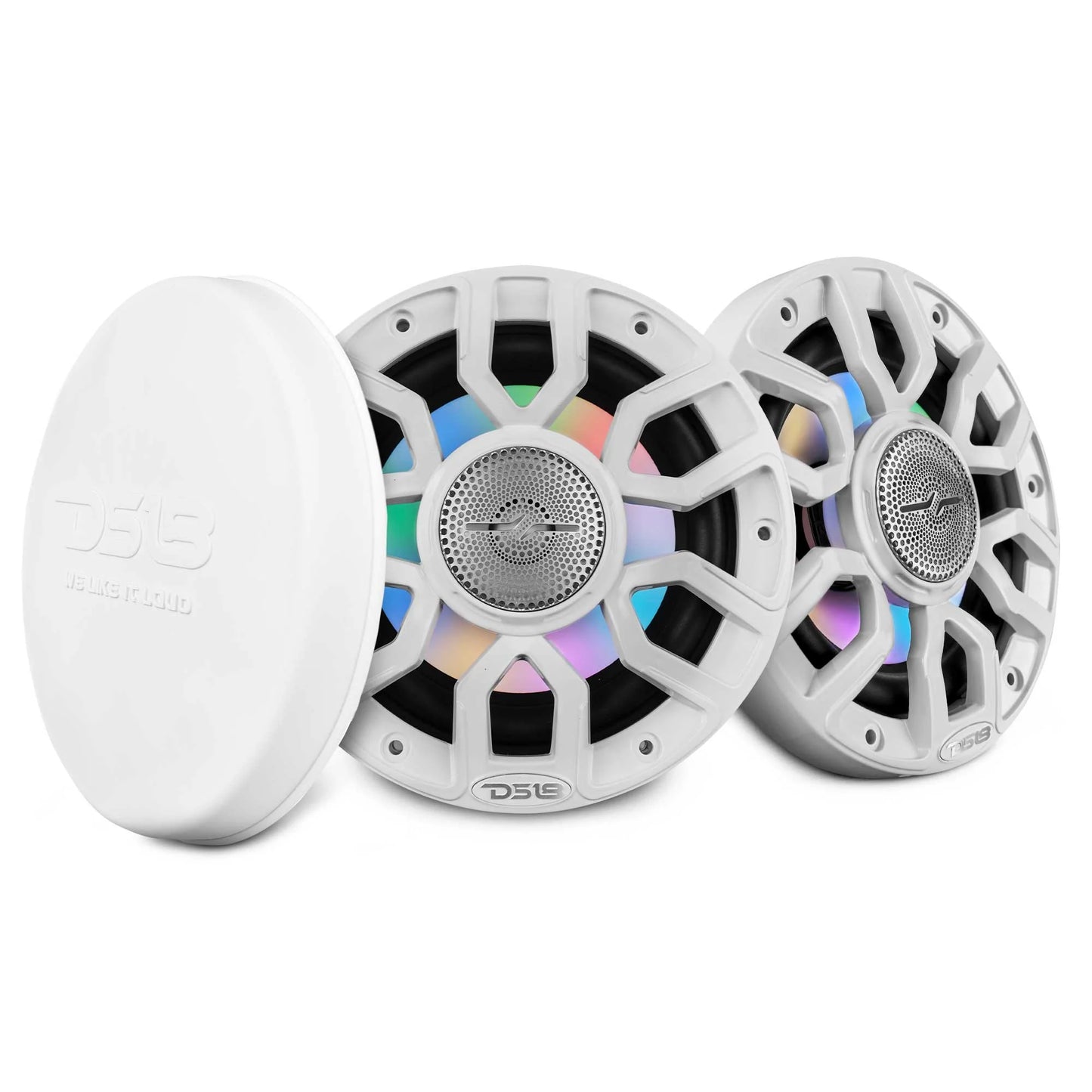DS18 NXL 6.5" 2-Way Coaxial Marine Speaker with Bullet Tweeter and Digital Led Lights | 150W RMS 4-Ohm
