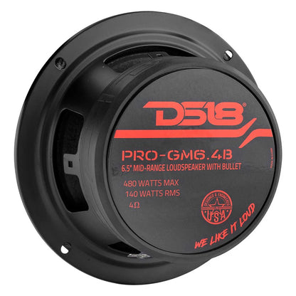 DS18 PRO 6.5" Mid-Range Loudspeaker with Bullet | 140W RMS 4-Ohm