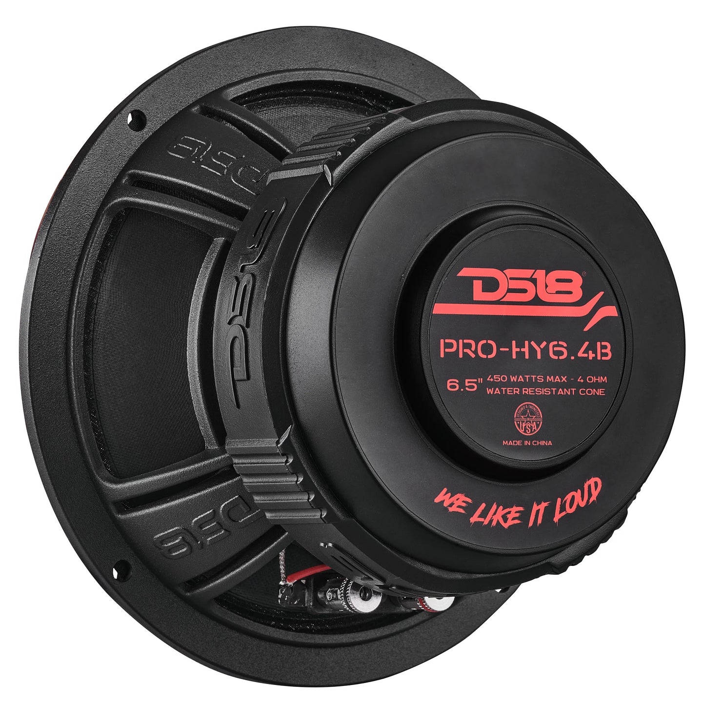 DS18 PRO 6.5" Coaxial Hybrid Mid-Range Water resistant Cone Loudspeaker with Built-in Driver 225 Watts Rms 4-Ohm