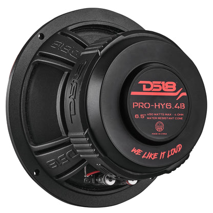 DS18 PRO 6.5" Coaxial Hybrid Mid-Range Water resistant Cone Loudspeaker with Built-in Driver 225 Watts Rms 4-Ohm