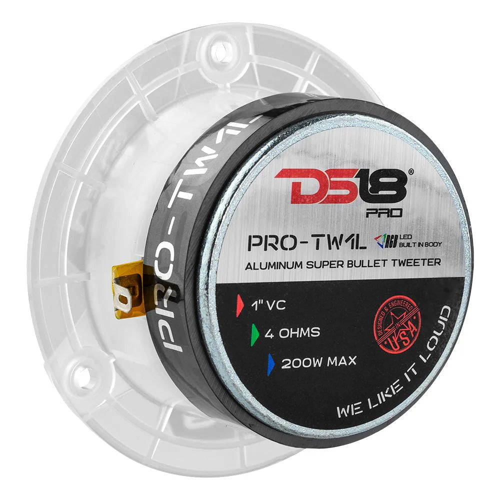 DS18 3.8" Super Bullet Tweeter with 1" Aluminum Voice Coil with RGB LED Lights