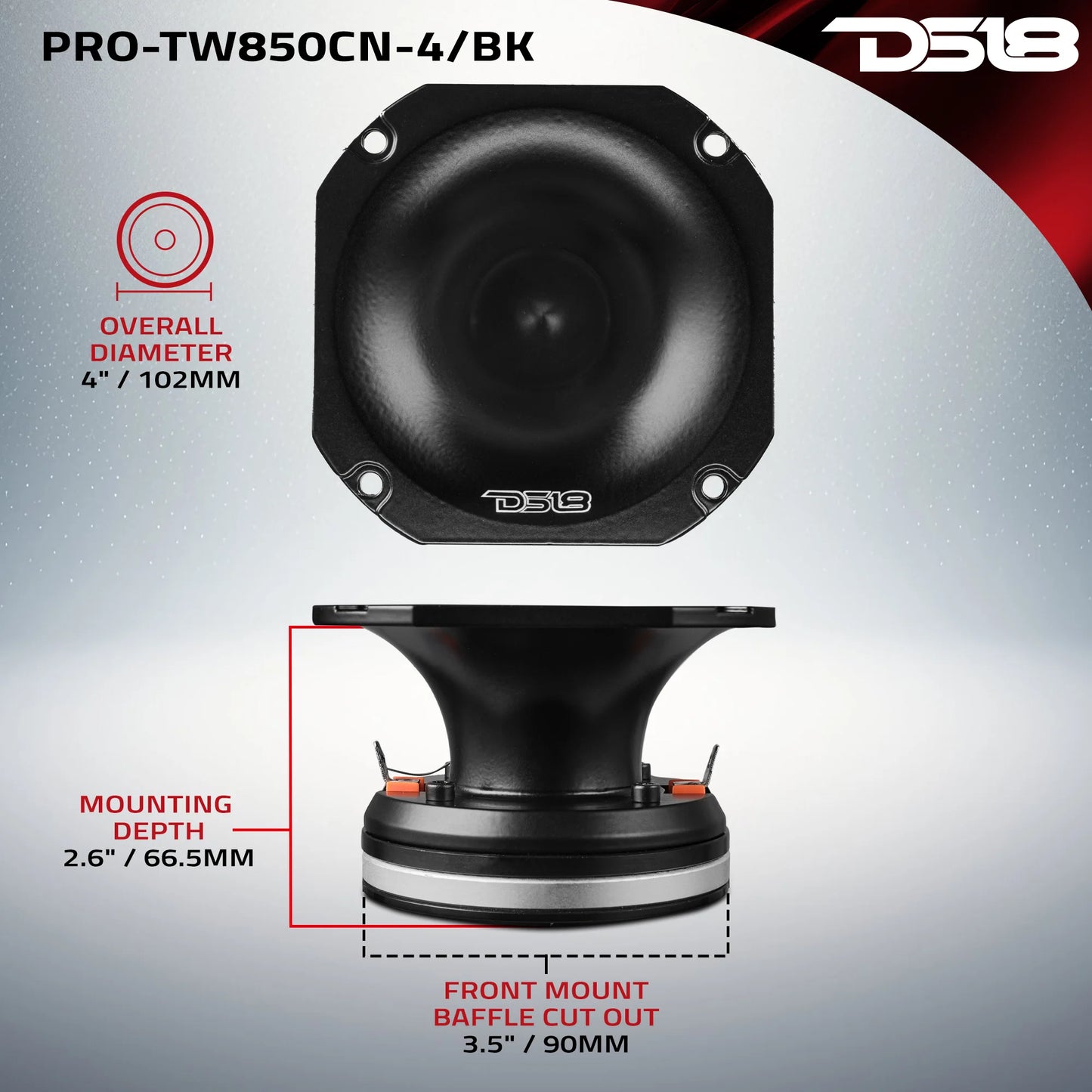 DS18 4" High Compression Tweeter | Neodymium Magnet | 4-Ohm