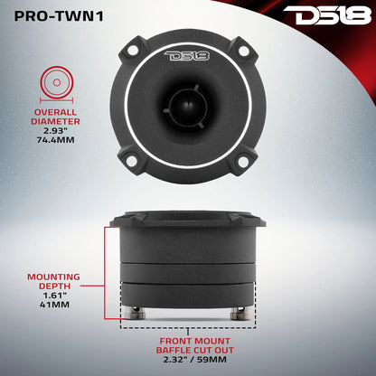 DS18 3" High Compression Neodymium Slim Super Bullet Tweeter 120 Watts 1" Titanium 4-Ohm Vc