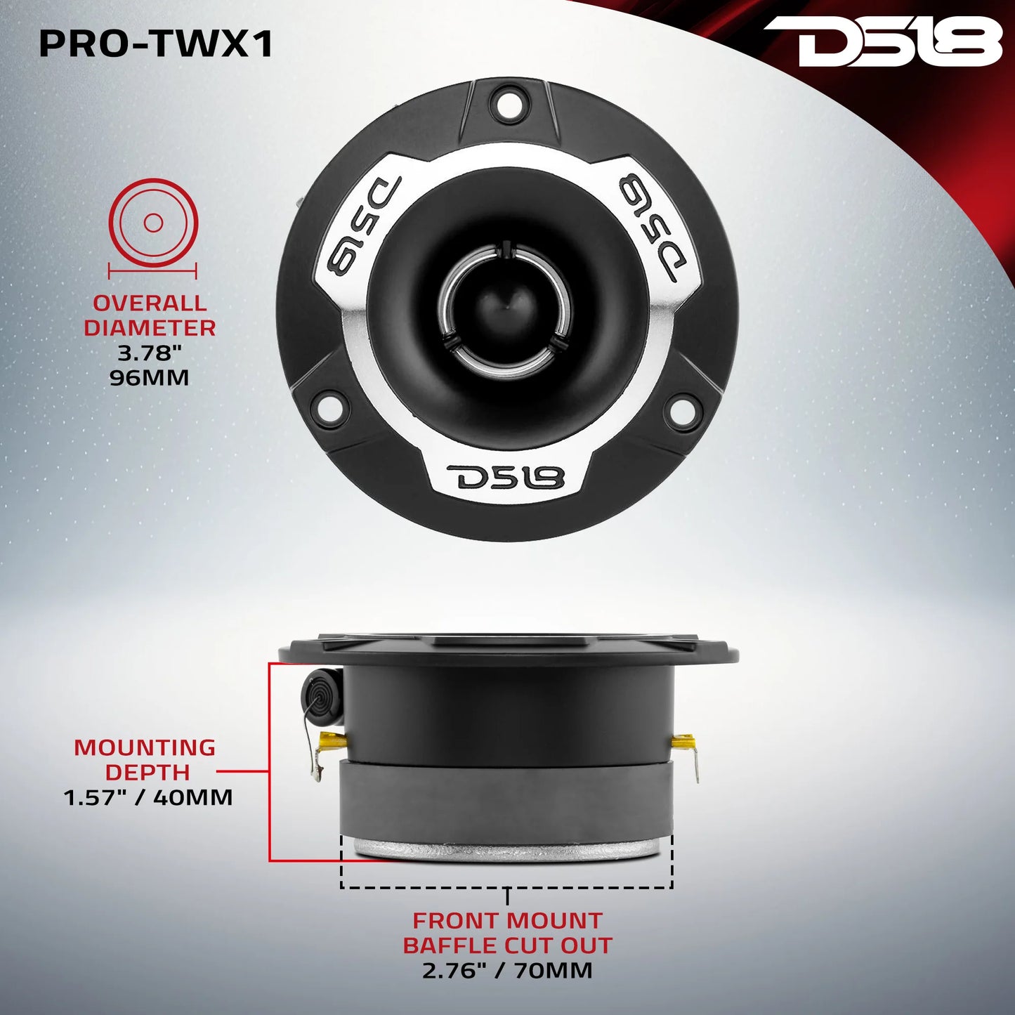 DS18 3.8" Super Bullet Tweeter 120W RMS 1" Aluminum 4-Ohm Vc