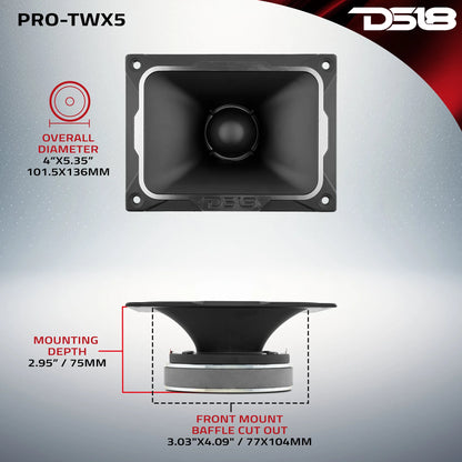 DS18 4 x 5.35" Super Bullet Tweeter 250 Watts 1.5" Aluminum 4-Ohm Vc