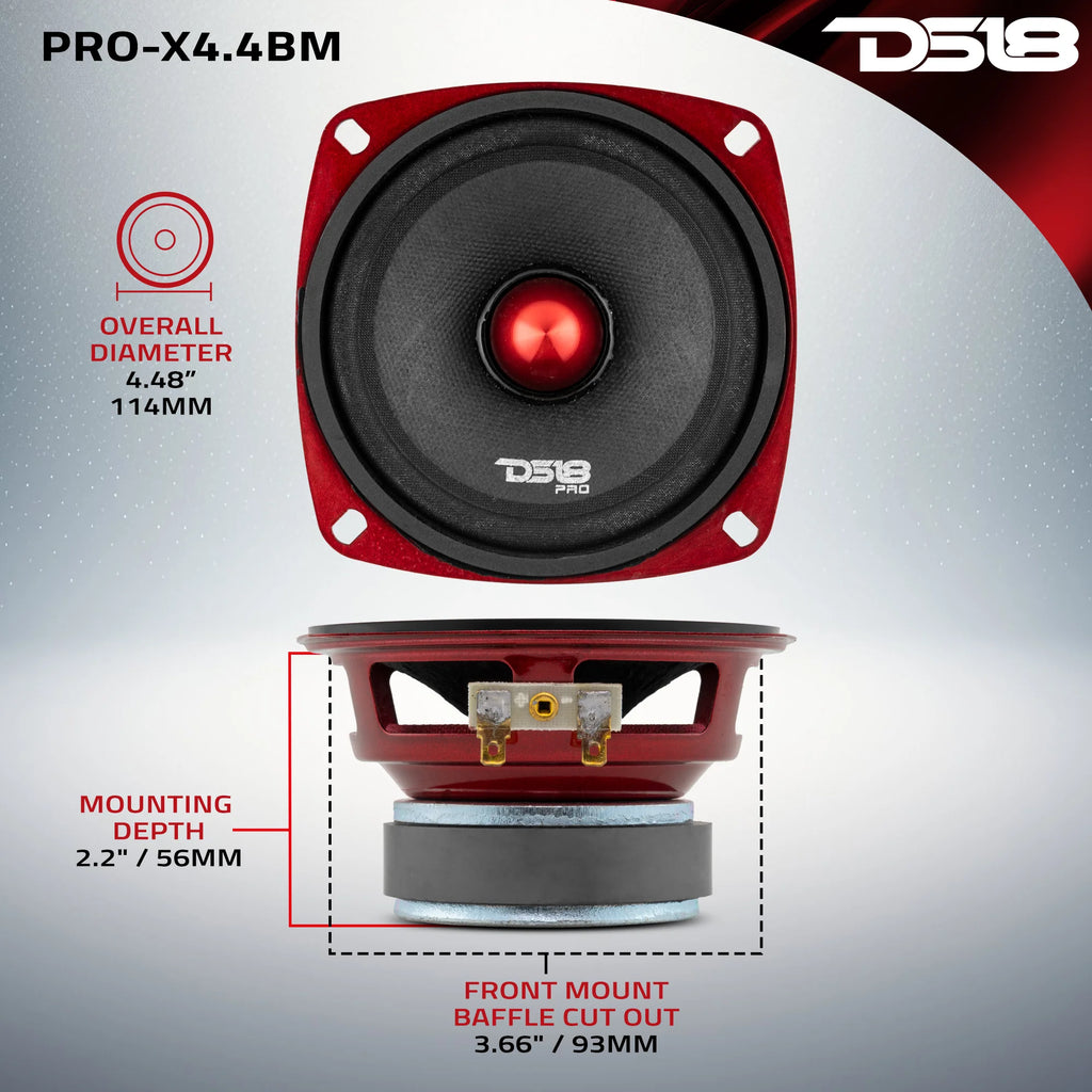 DS18 PRO-X 4" Mid-Range Loudspeaker with Bullet | 100W RMS 4-Ohm