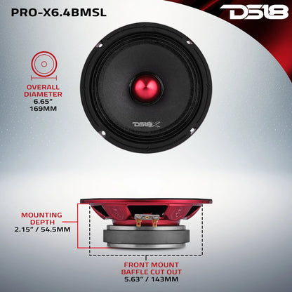 DS18 PRO-X 6.5" Shallow Mid-Range Bullet Loudspeaker | 200W RMS 4-Ohm