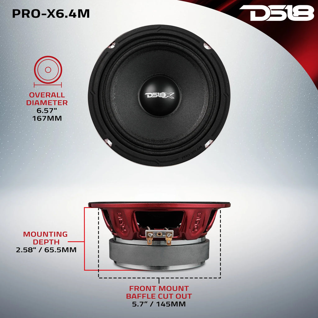 DS18 PRO-X 6.5" Mid-Range Loudspeaker 250 Watts Rms 4 or 8-Ohm