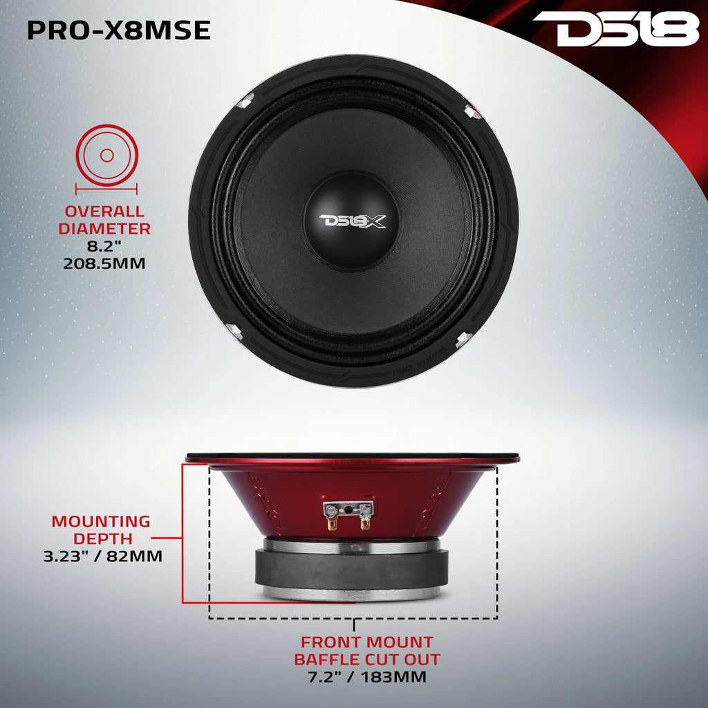 DS18 PRO-X 8" Sealed Back Mid-Range Loudspeaker 275 Watts Rms 8-Ohm
