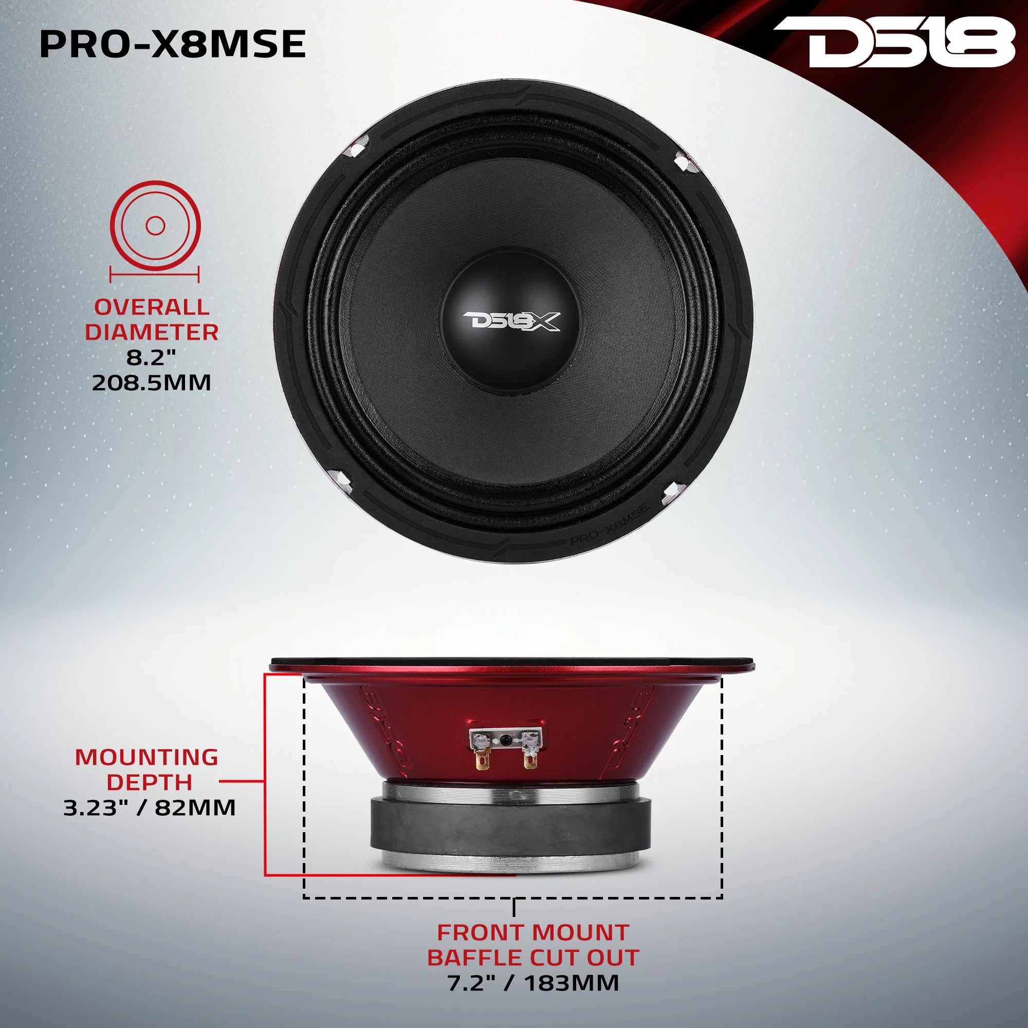 DS18 PRO-X 8" Sealed Back Mid-Range Loudspeaker 275 Watts Rms 8-Ohm