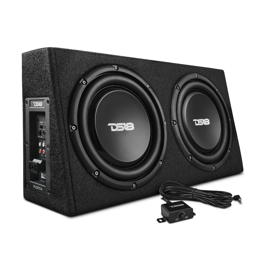 DS18 10" Active Subwoofer Shallow Enclosure with 10" Passive Subwoofer