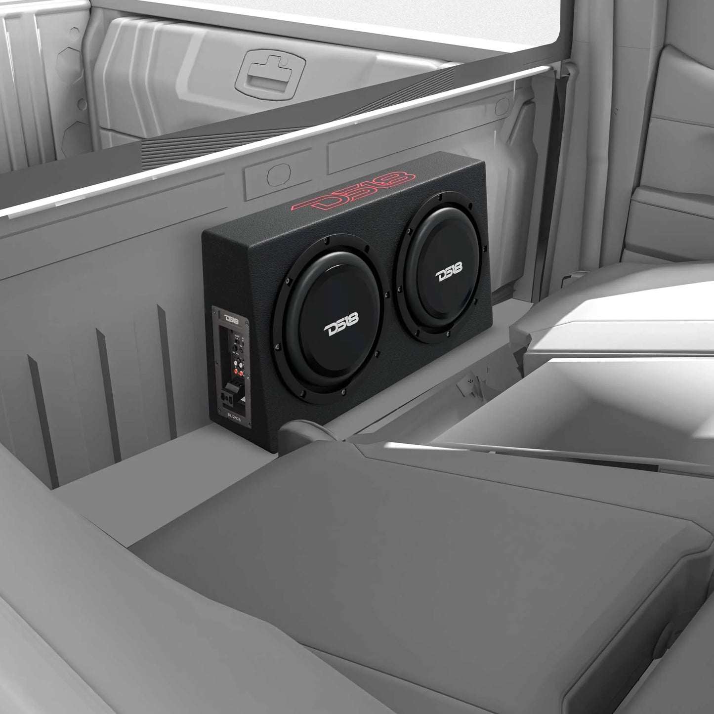 DS18 10" Active Subwoofer Shallow Enclosure with 10" Passive Subwoofer