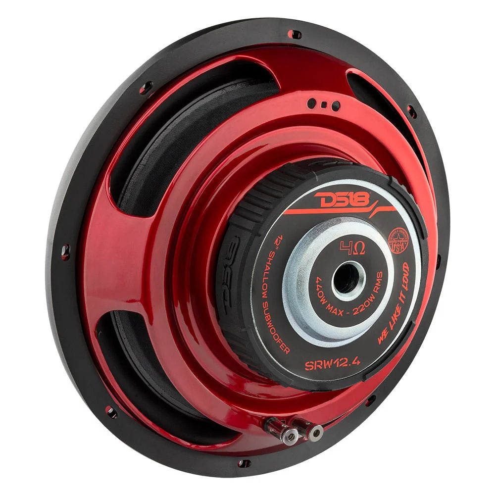 DS18 SRW Shallow-Mount 12" Subwoofer 220 Watts Rms SVC or DVC 4-Ohm