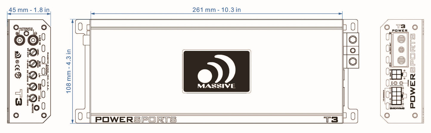 Massive Audio T3 Trident 1-Channel Marine Amplifier