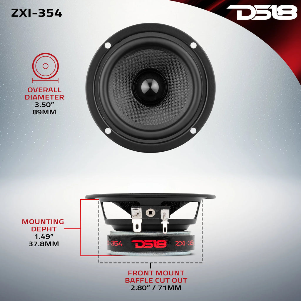 DS18 ZXI 3.5" Full-Range Speakers with Kevlar Cone | 40 Watts RMS 4-Ohm