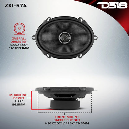 DS18 ZXI 5x7" 2-Way Coaxial Speakers with Kevlar Cone | 70 Watts Rms 4-Ohm