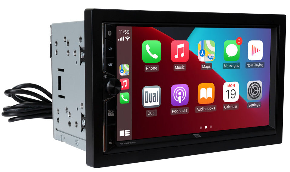 Dual DCPA723W 7" Double-Din Radio, Mechless, Wireless Apple Carplay, Android Auto